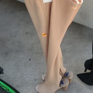 Thigh high open toe heels